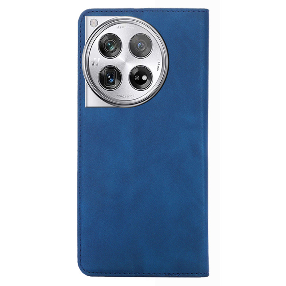 PU Leather Shell for OnePlus 12 5G Phone Case Stand Card Slots Cell Phone Cover - Blue PU Leather Shell for OnePlus 12 5G Phone Case Stand Card Slots Cell Phone Cover - Blue